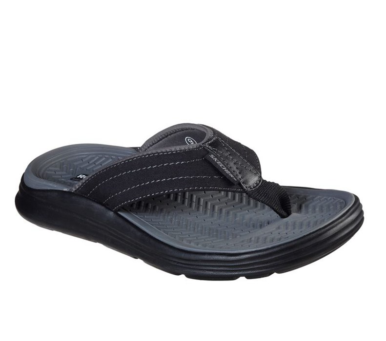 Skechers Herr Svarta Flip Flop - Relaxed Fit: Sargo - Reyon - Sverige (RHZIV-2435)